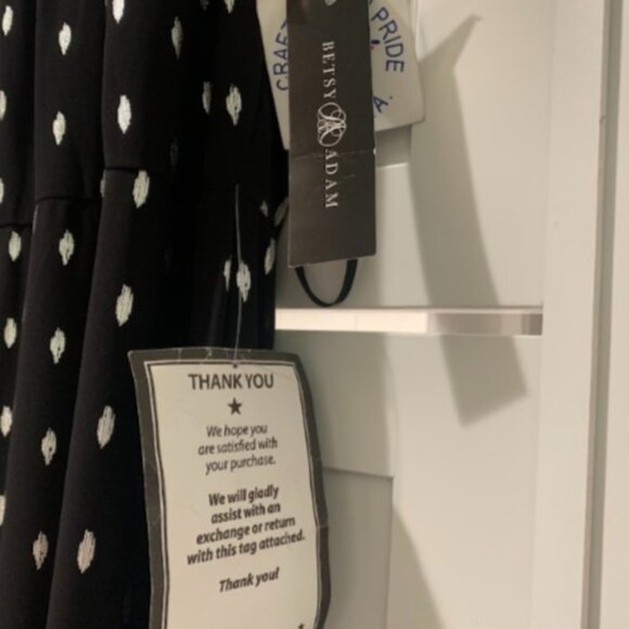 NWT Betsy & Adam Clipped Dot Chiffon Dress Size 6, Black with Metallic Detail - Picture 5 of 7